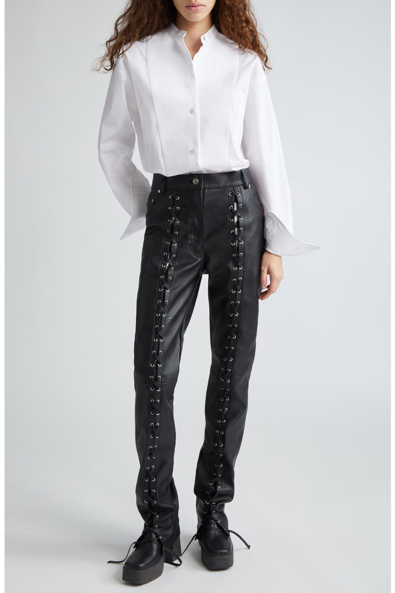 Plastron Bibbed Cotton Button-Up Shirt, Alternate, color, 9000 - PURE WHITE