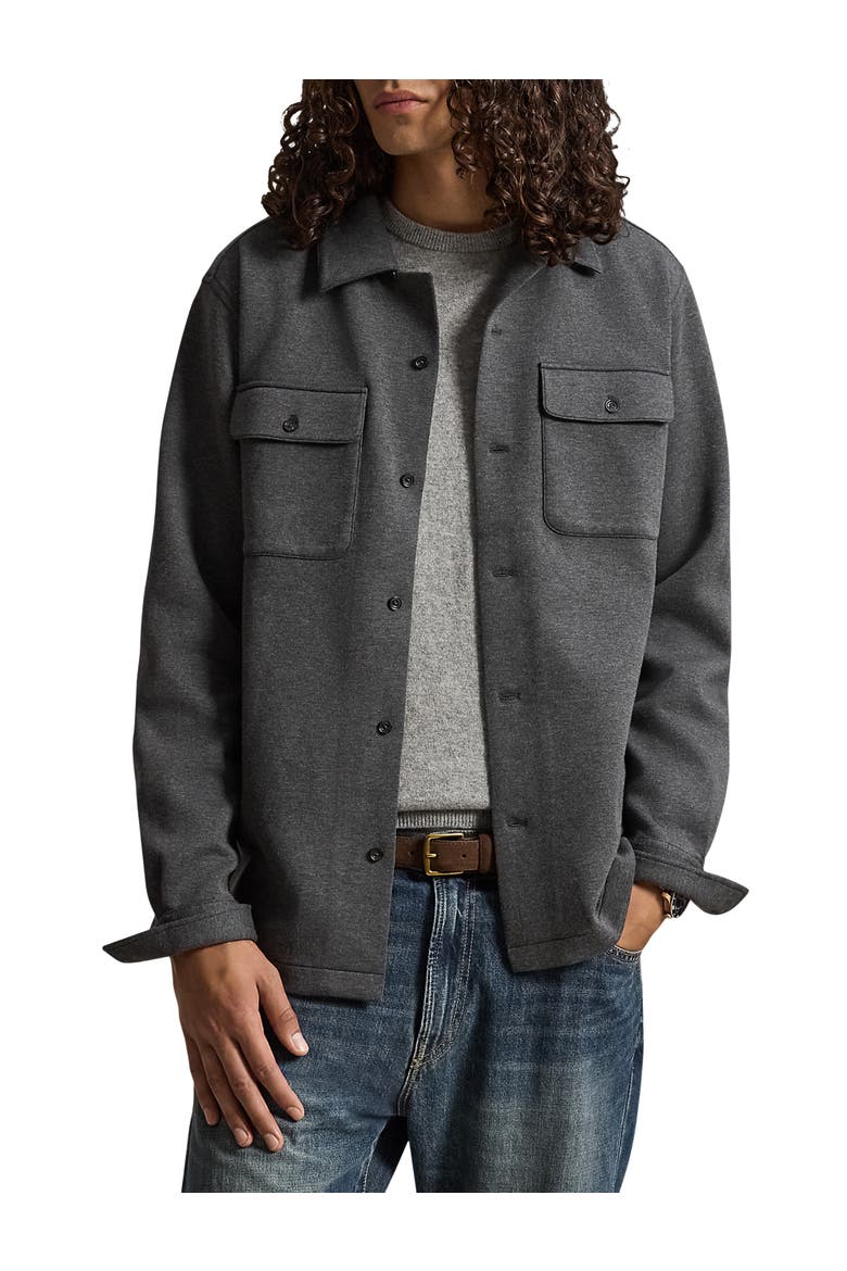 Big & Tall Double-Knit Teton Shacket, Main, color, WINDSOR HEATHER