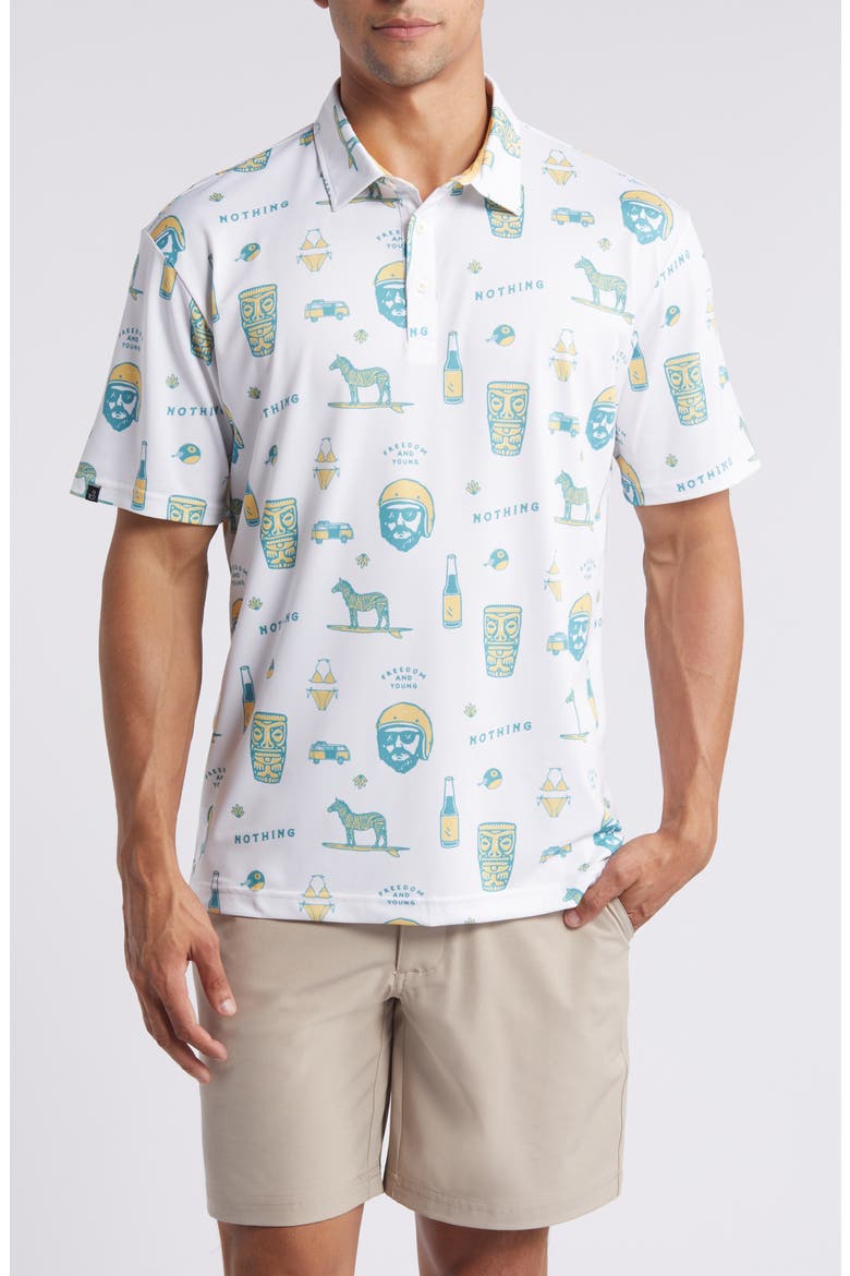 Jerry Icon Print Performance Golf Polo, Main, color, WHITE