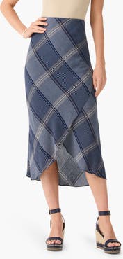 NIC+ZOE Line It Up Plaid Tulip Hem Midi Skirt