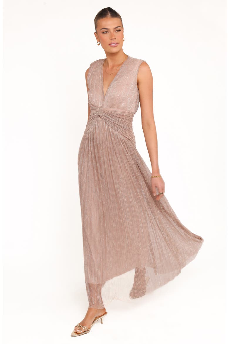 Cara Metallic Maxi Dress, Alternate, color, ROSE GOLD