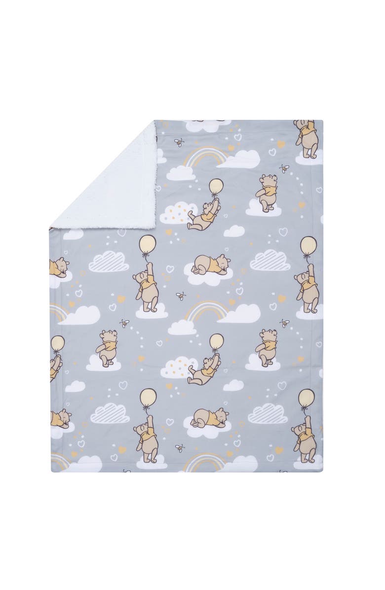 Lambs & Ivy Disney Baby Hunny Bear Winnie the Pooh Soft Faux Shearling Baby Blanket, Alternate, color, Gray