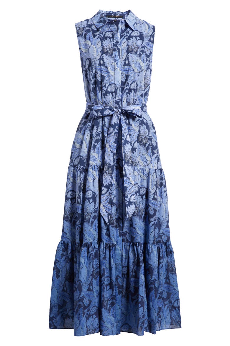 Floral Dip Dye Sleeveless Cotton Shirtdress, Alternate, color, BLUE MULTI