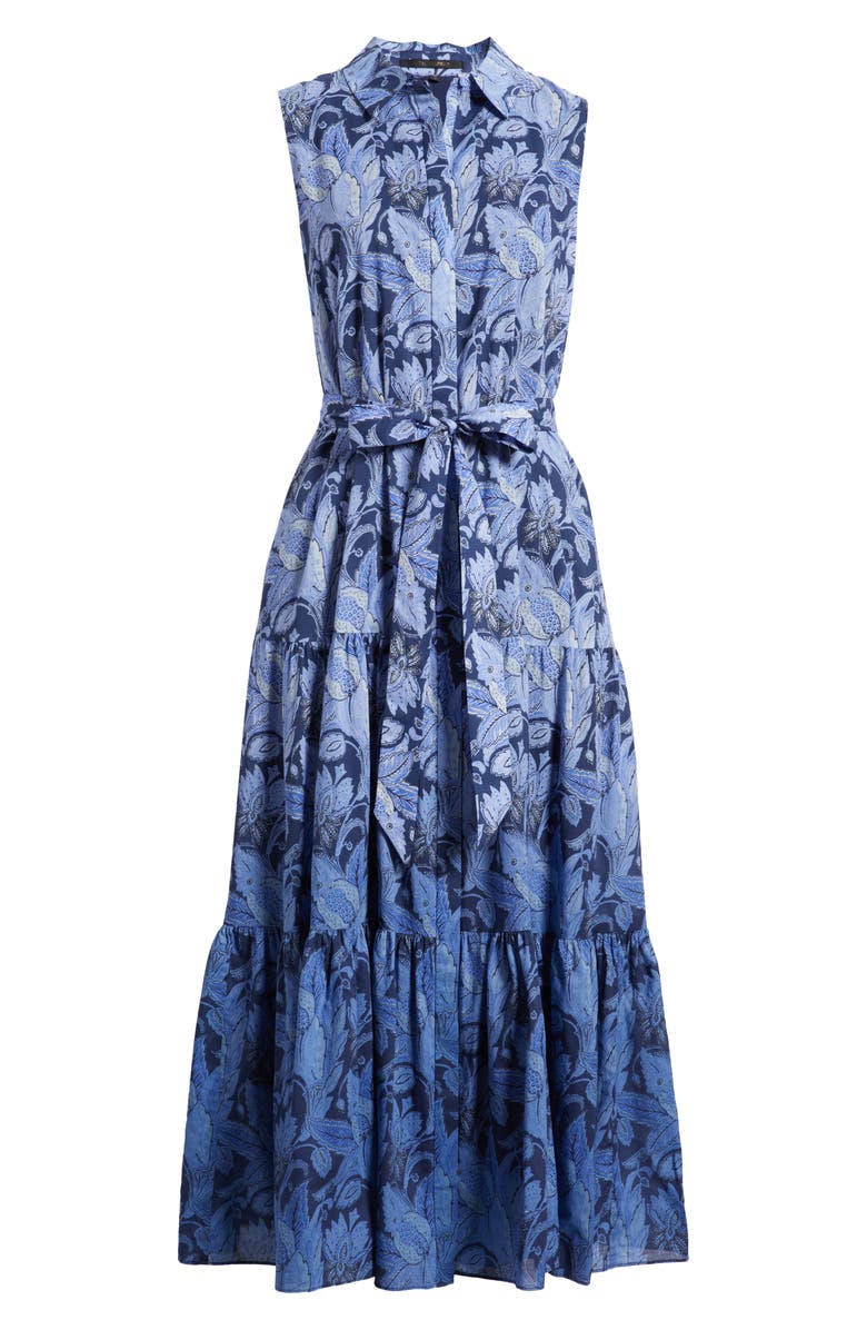 KOBI HALPERIN Floral Dip Dye Sleeveless Cotton Shirtdress, Alternate, color, Blue Multi