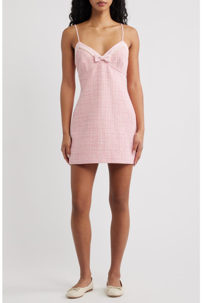 Florencio Sleeveless Tweed Minidress, Main, color, PINK HIBISCUS