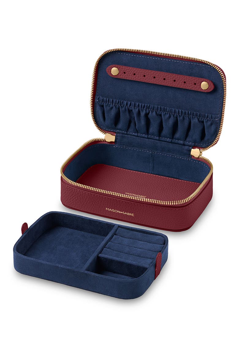 Leather Jewellery Case, Alternate, color, Plum Red