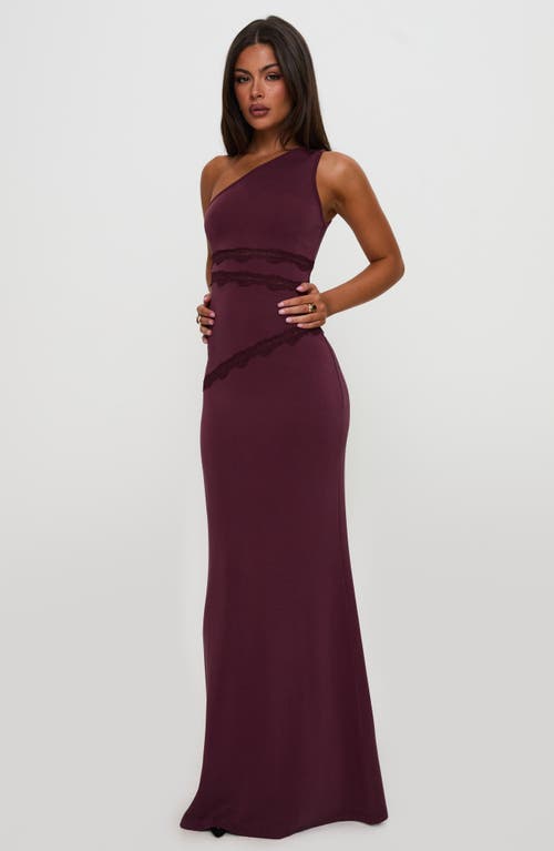 PRINCESS POLLY PRINCESS POLLY ULTRAVIOLET LACE TRIM ONE-SHOULDER GOWN