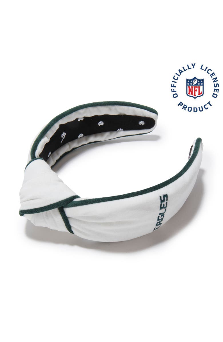 Lele Sadoughi Philadelphia Eagles Embroidered Knotted Headband, Main, color, Ivory 100