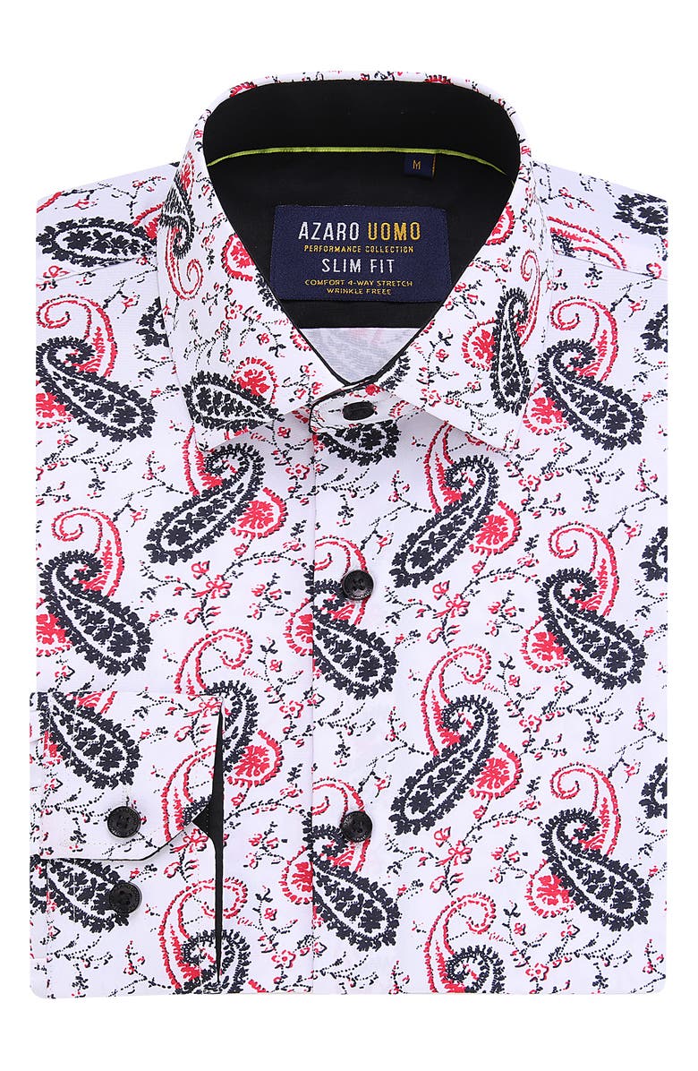Azaro Uomo Slim Fit Paisley Print Performance Dress Shirt, Alternate, color, 