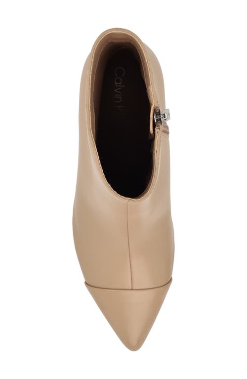 Calvin Klein Gentley Pointed Cap Toe Bootie In Neutral