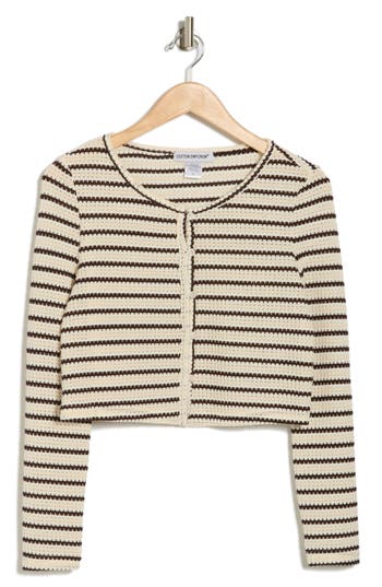 COTTON EMPORIUM COTTON EMPORIUM STRIPE BUTTON DOWN CARDIGAN