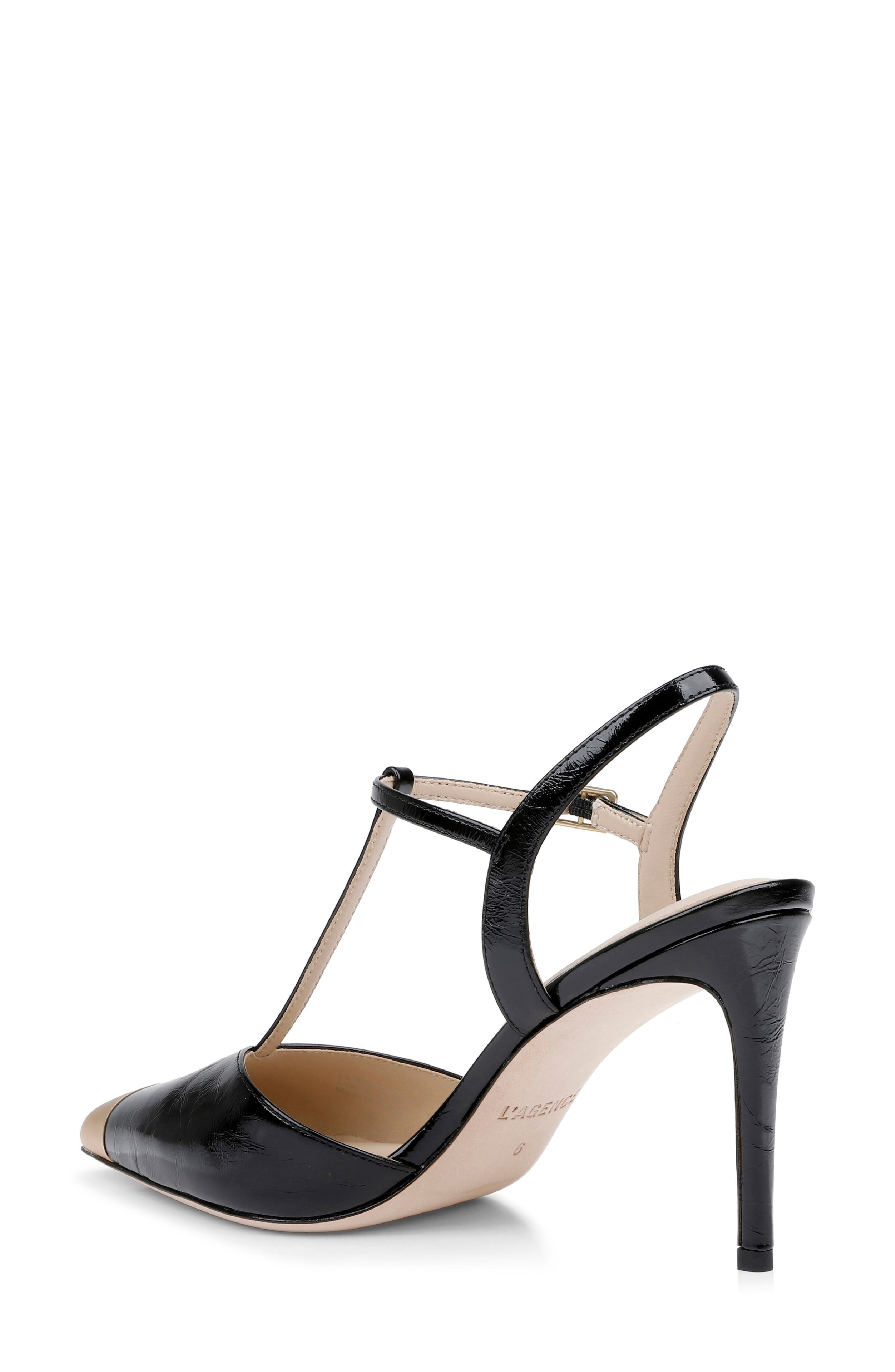 L'AGENCE Kaveh Ankle Strap Sandal, Alternate, color, Black Patent