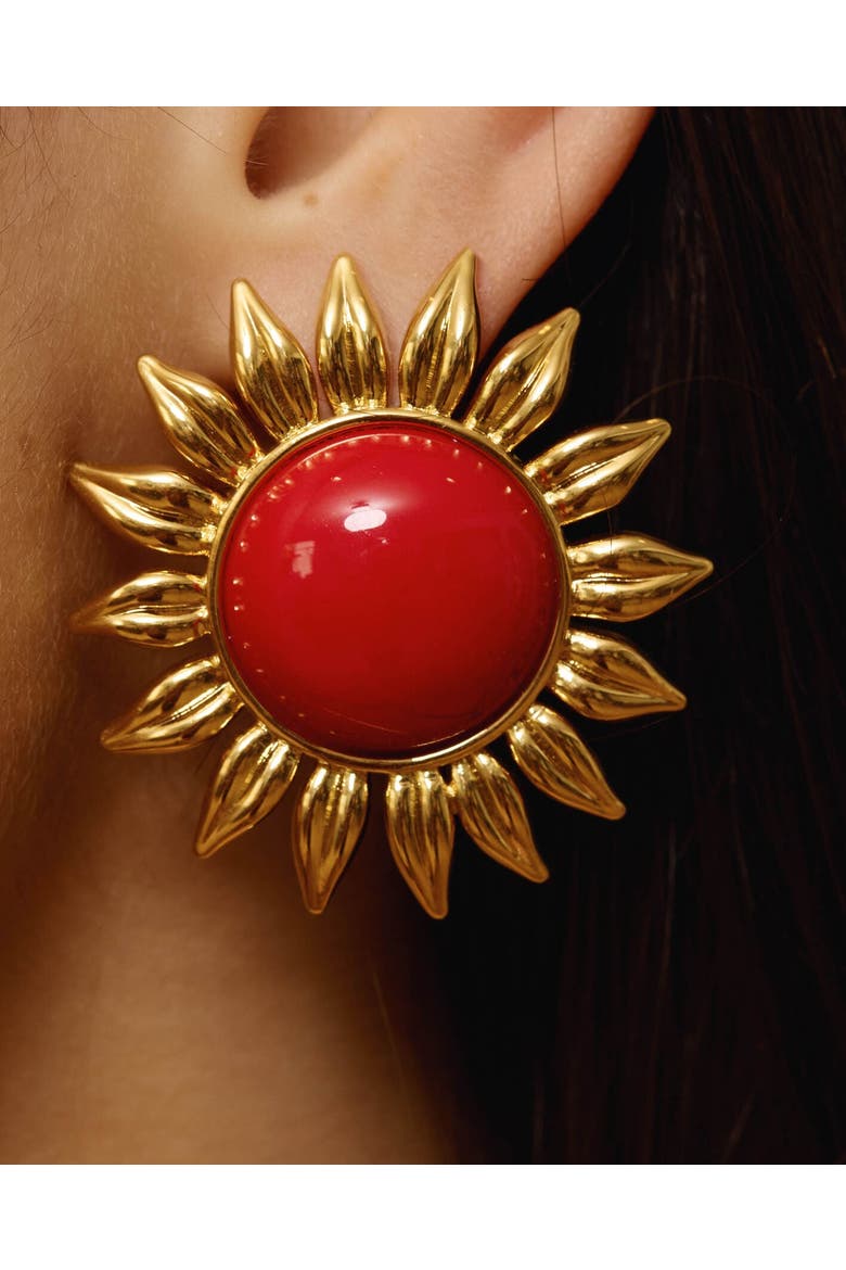 Under The Sun Earrings, Alternate, color, Red