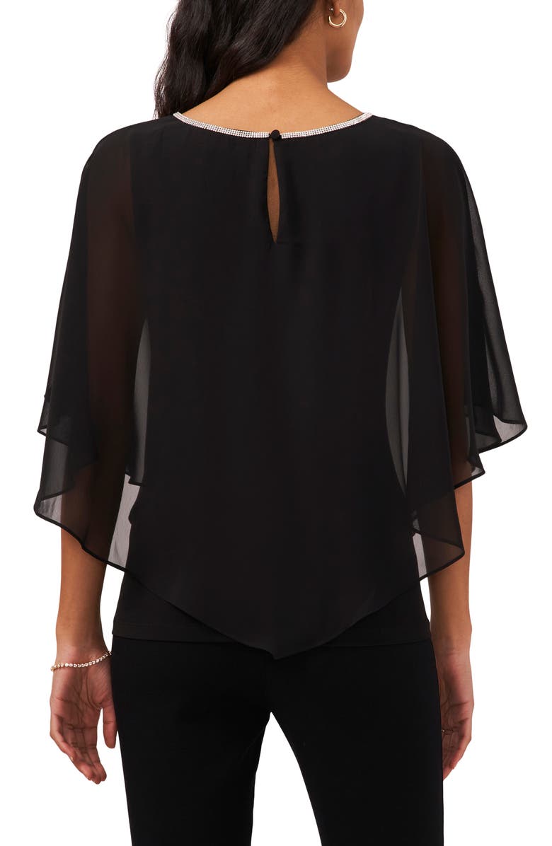 Chaus Keyhole Overlay Blouse, Alternate, color, Black