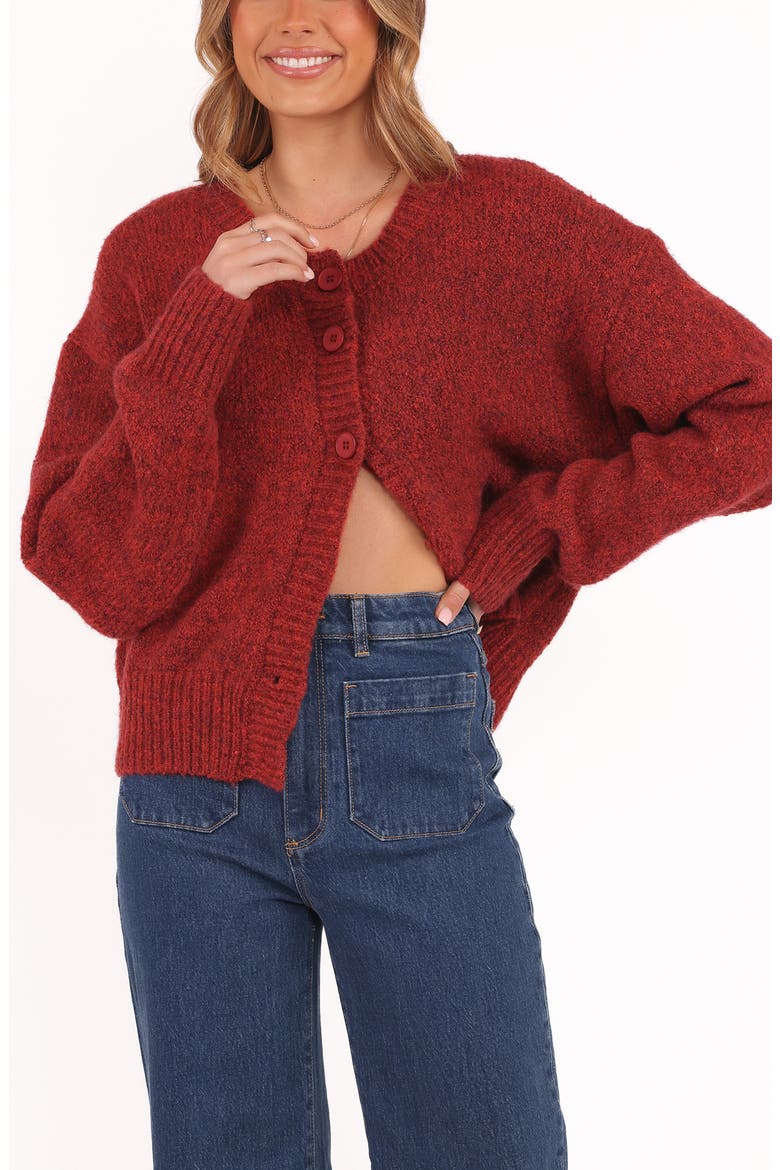 Lucah Fuzzy Cardigan, Main, color, DARK RED