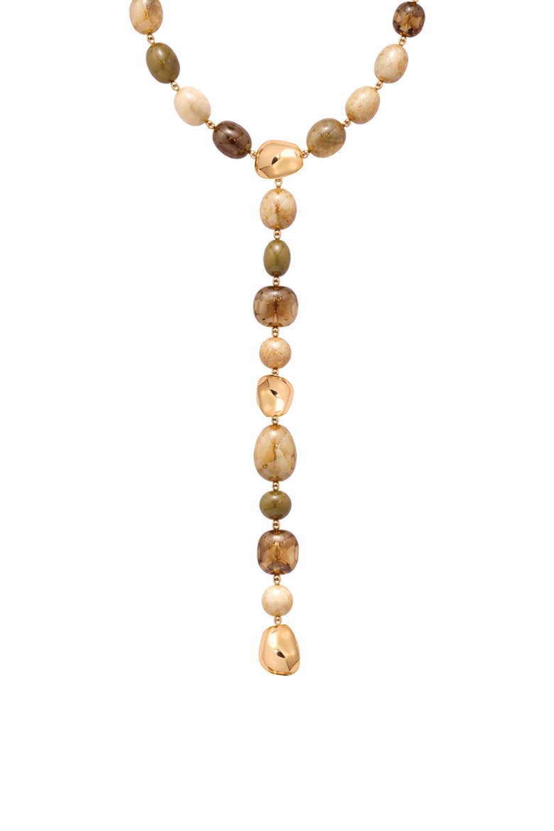 Serene Stone Lariat Necklace, Main, color, BEIGE