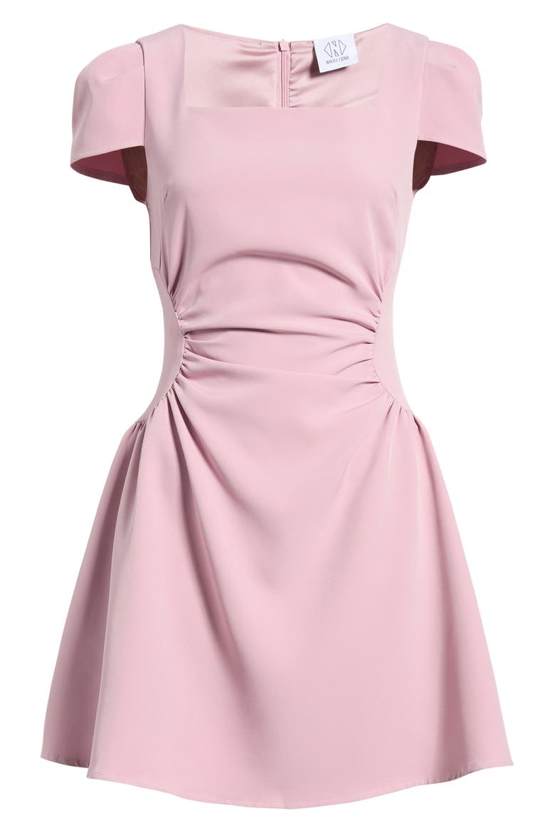 Tilly Ruched Puff Sleeve Flare Dress, Alternate, color, PINK
