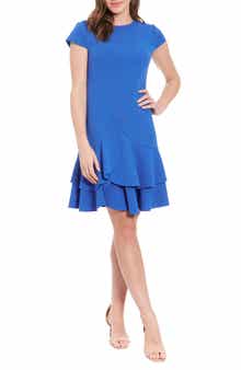 London Times Asymmetric Ruffle Dress