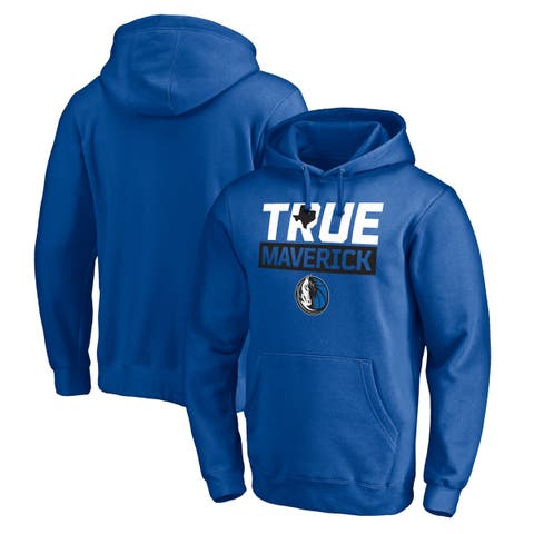 Men's Fanatics Branded Blue Dallas Mavericks Post Up Hometown Collection Fitted Pullover Hoodie