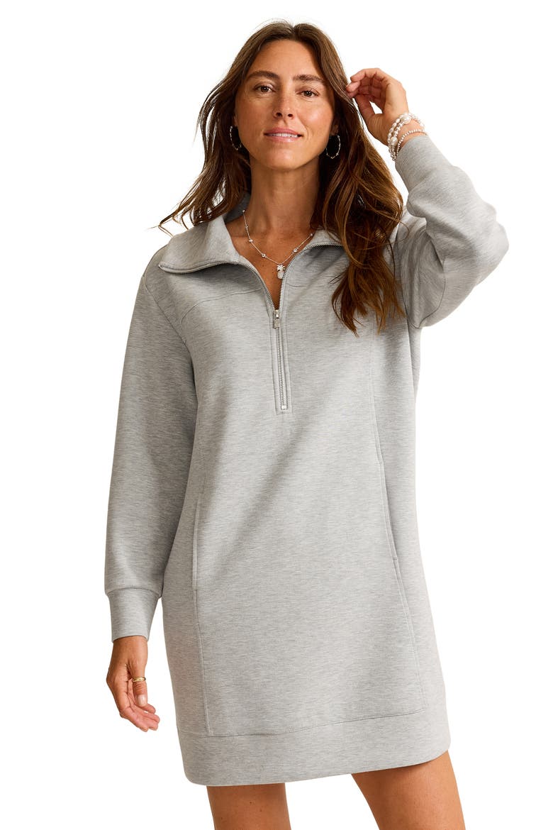 Palm Voyage Half-Zip Long Sleeve Sweatshirt Dress, Alternate, color, PEARL GREY HEATHER