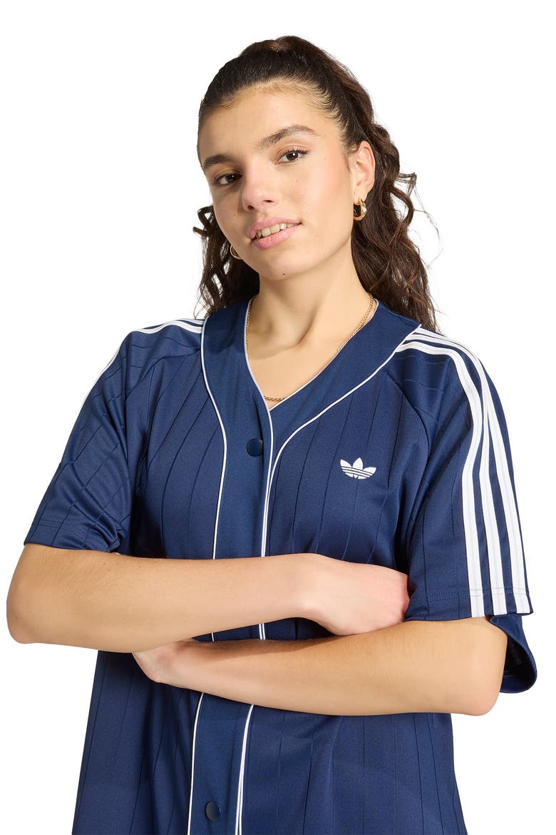 Pinstripe Baseball Minidress, Alternate, color, NIGHT INDIGO/ WHITE/ GREY TWO