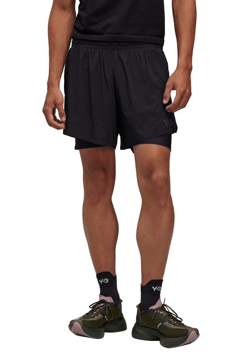 2-in-1 Running Shorts, Main, color, BLACK