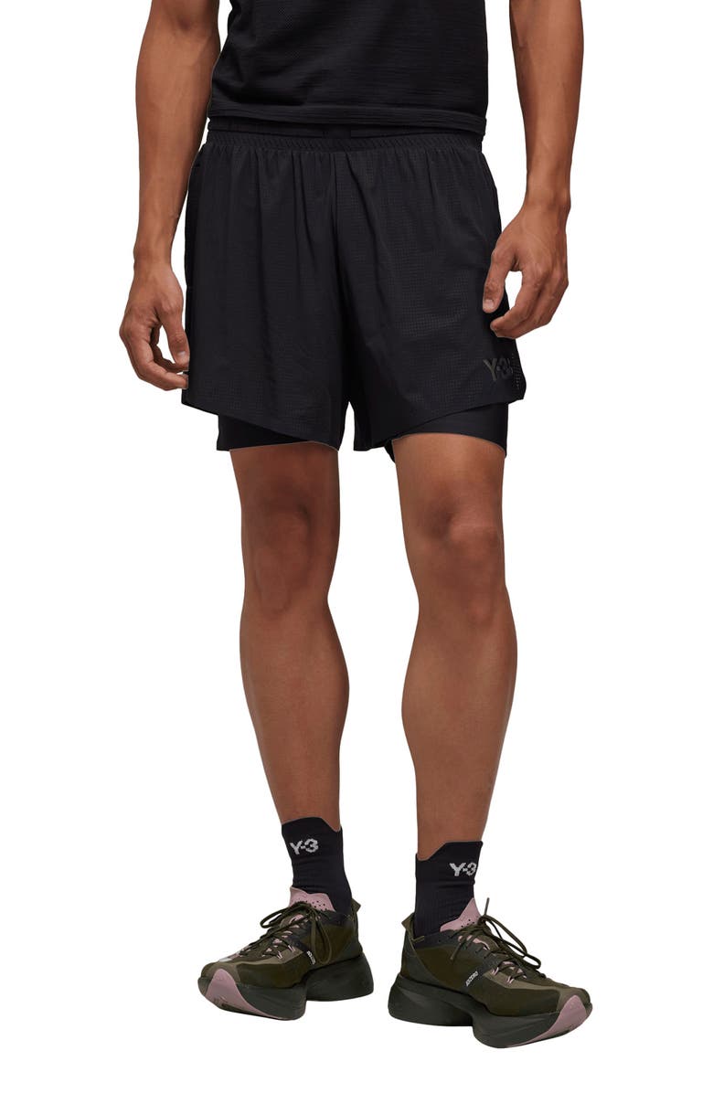 Y-3 2-in-1 Running Shorts, Main, color, 