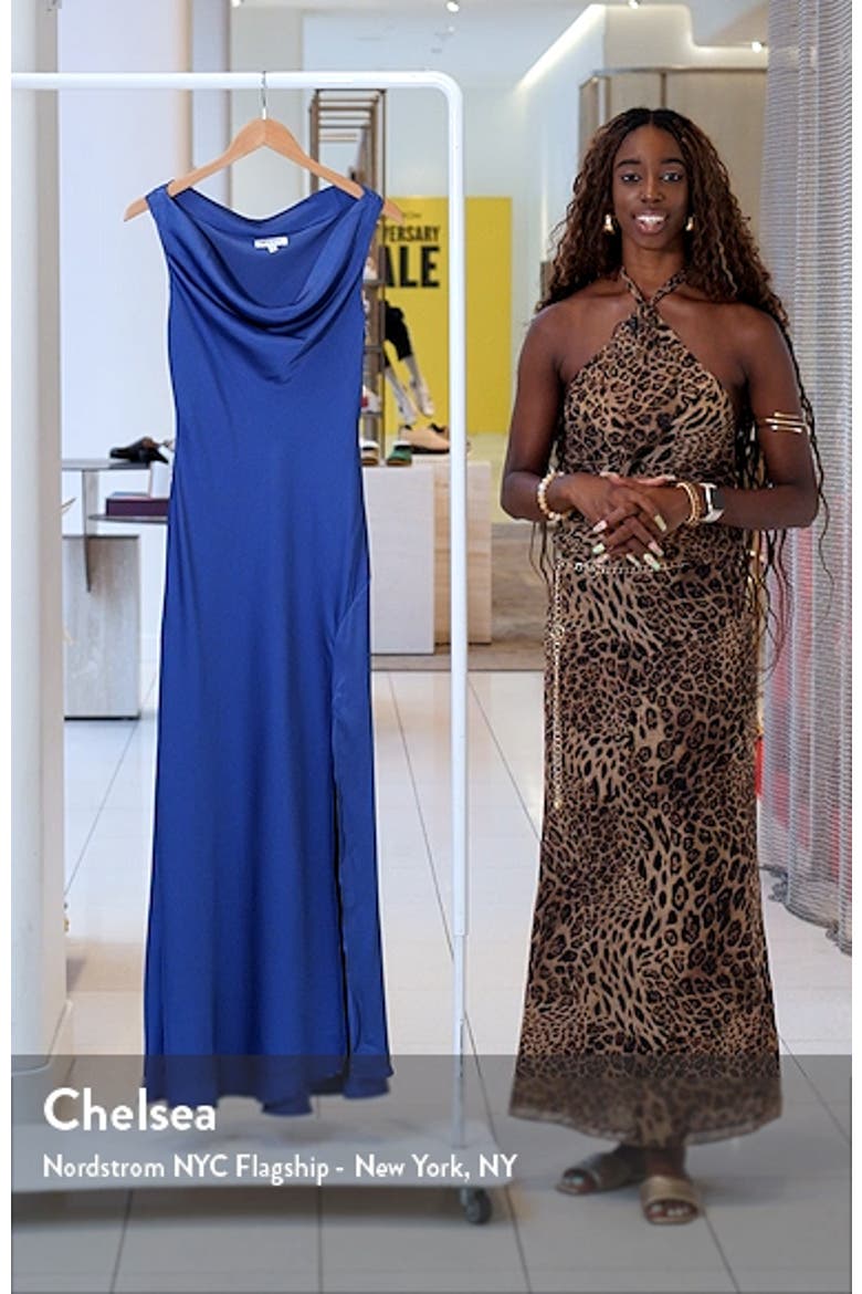 Cowl Neck Satin Midi Dress video