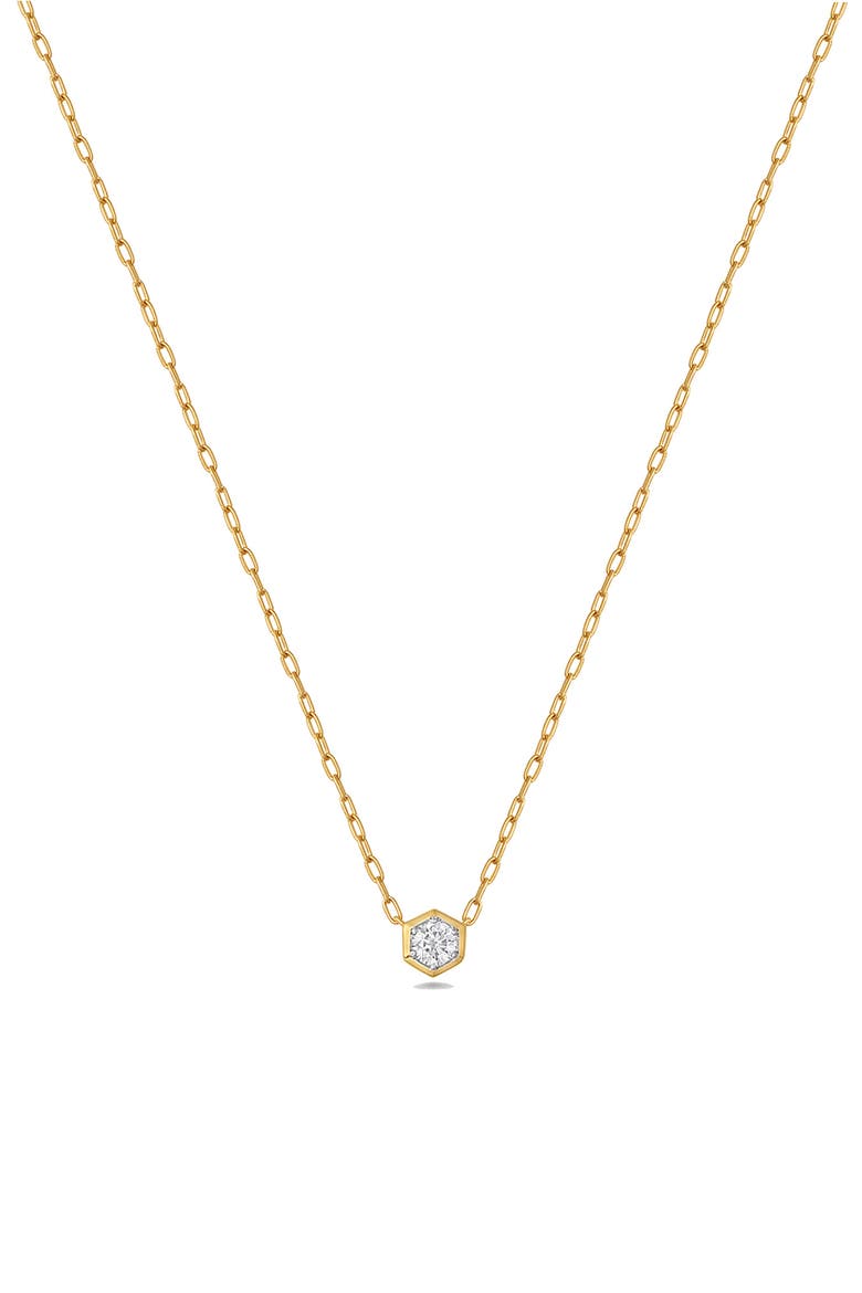 Honeycomb Diamond Pendant Necklace, Main, color, YELLOW GOLD