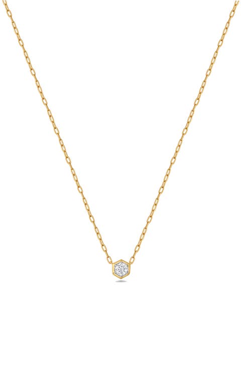 Honeycomb Diamond Pendant Necklace