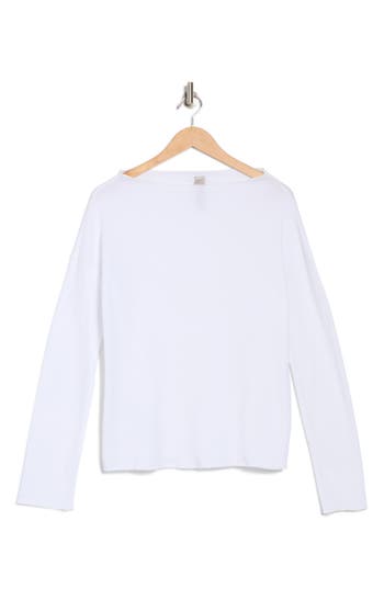 Go Couture Long Sleeve Pullover Sweater In White