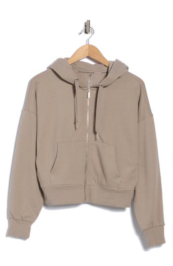 Calvin Klein Performance Fleece Full Zip Hoodie In Brown