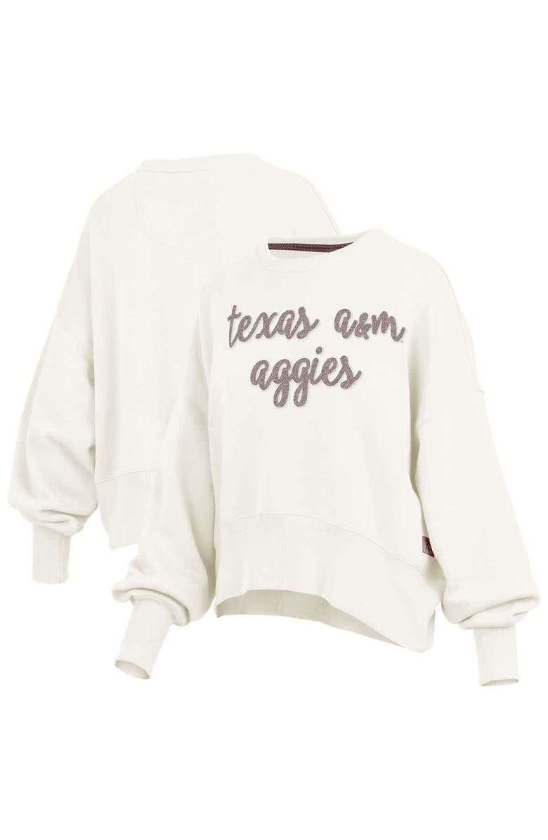 PRESSBOX Women's Pressbox Cream Texas A&M Aggies Chelsea Oversized Pullover Sweatshirt, Alternate, color, 