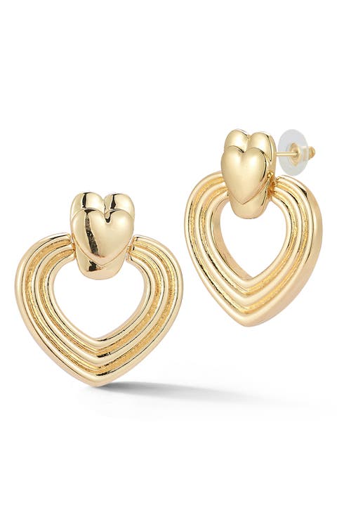 Heart Doorknocker Drop Earrings