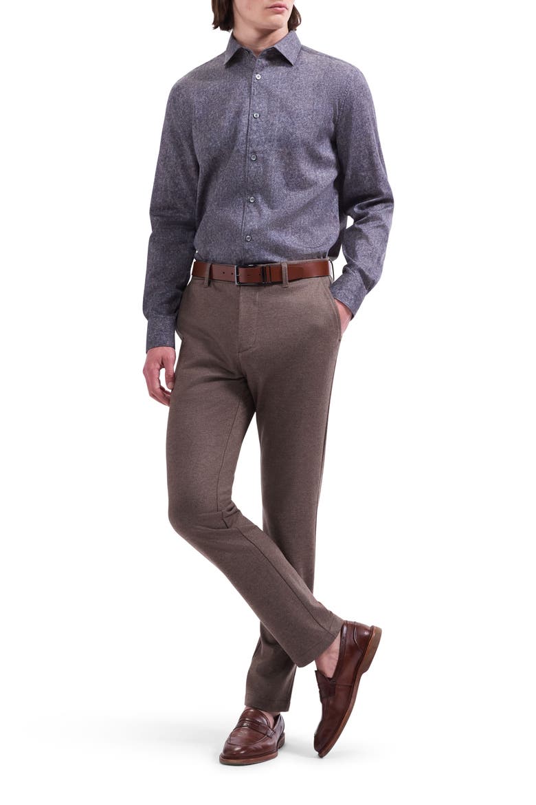 Alvin Shaped Fit Herringbone Cotton Shirt, Alternate, color, ANTHRACITE