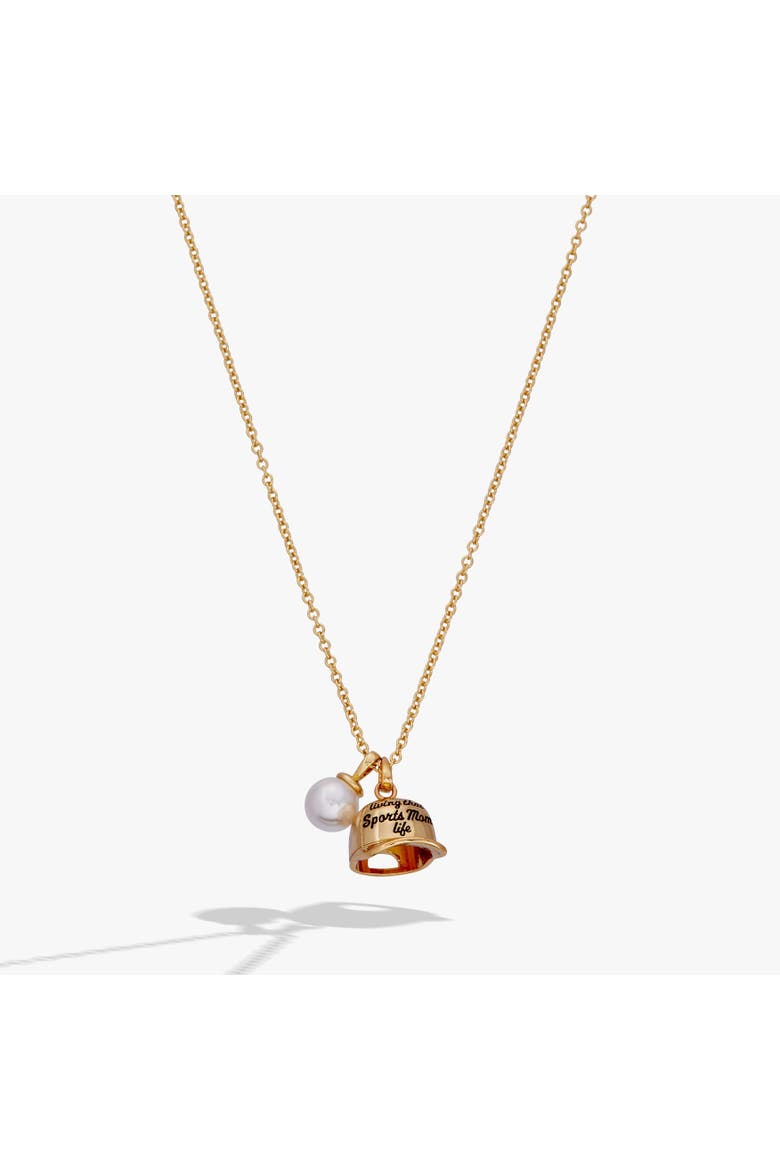 'Living That Sports Mom Life' Baseball Charm Necklace, Main, color, Gold