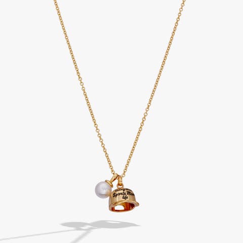 'Living That Sports Mom Life' Baseball Charm Necklace