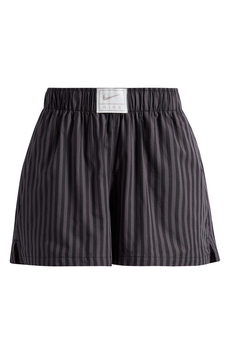 Nike Sportswear Stripe Poplin Shorts, Alternate, color, Black/ Thunder Grey/ Sail