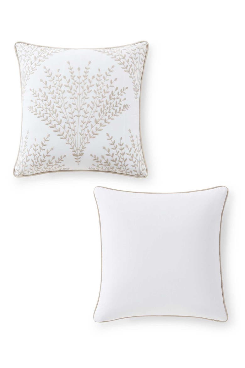 Cottage Leaf Cotton Decorative Pillow, Alternate, color, WHITE/ FEATHER