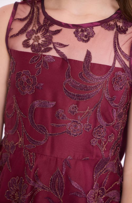 Iris & Ivy Kids' Bow Back Taffeta Party Dress In Burgundy