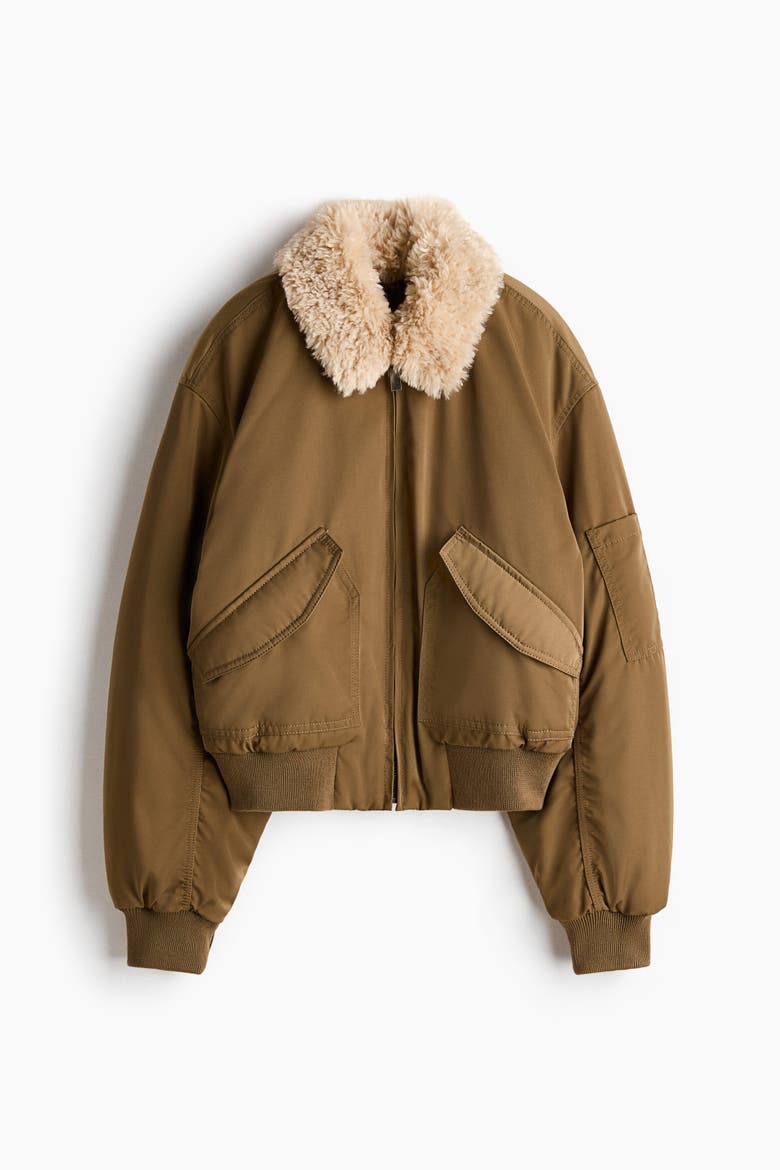 Collared Bomber Jacket, Alternate, color, Khaki green