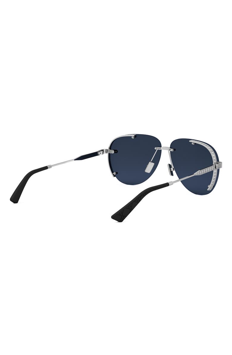 DIOR NeoDior A1U 61 Pilot Sunglasses, Alternate, color, Shiny Palladium / Blue
