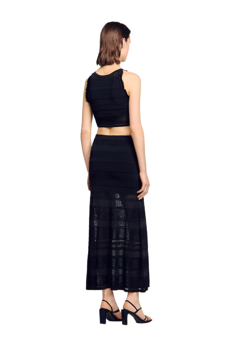 Maxi decorative knit skirt, Alternate, color, Black
