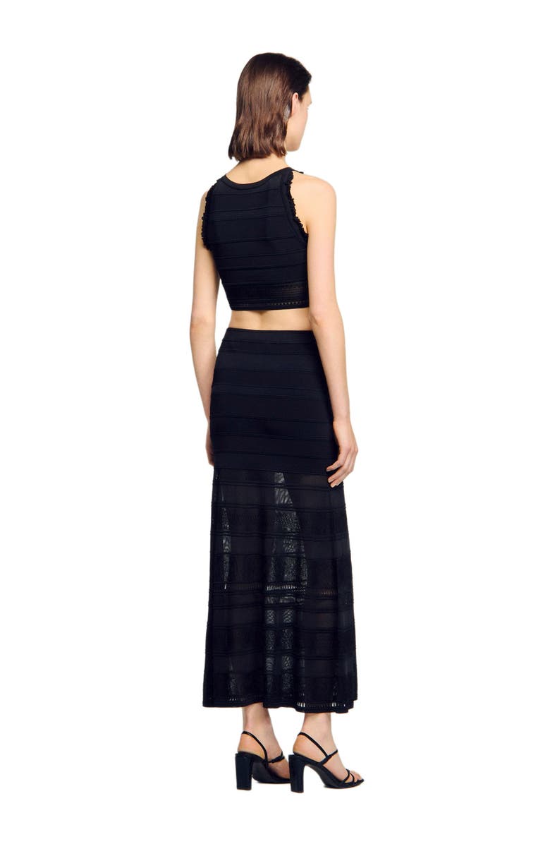 SANDRO Maxi decorative knit skirt, Alternate, color, Black