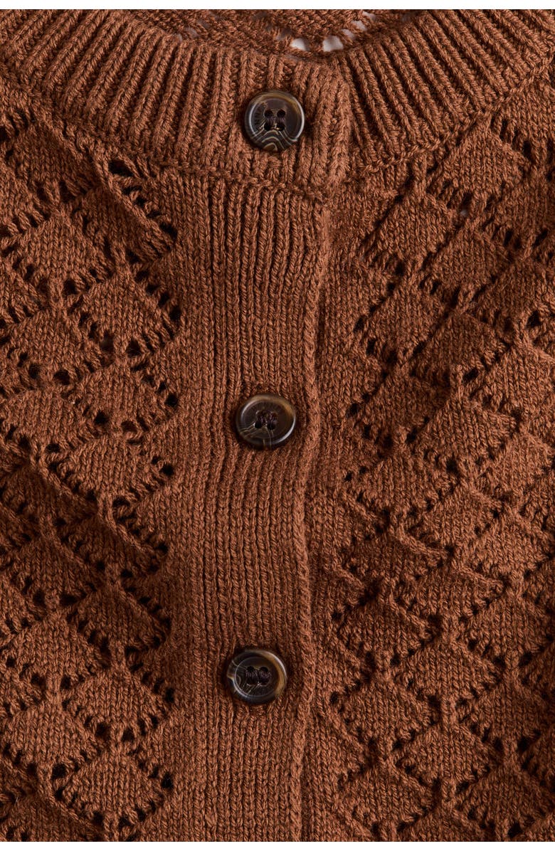 H&M Cap-sleeved pointelle-knit cardigan, Alternate, color, Brown