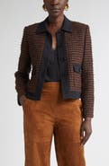 ST. JOHN Crepe Cady Trim Tweed Jacket
