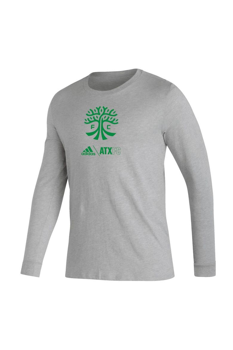 Men's adidas Heather Gray Austin FC Icon AEROREADY Long Sleeve T-Shirt, Alternate, color, Heather Gray