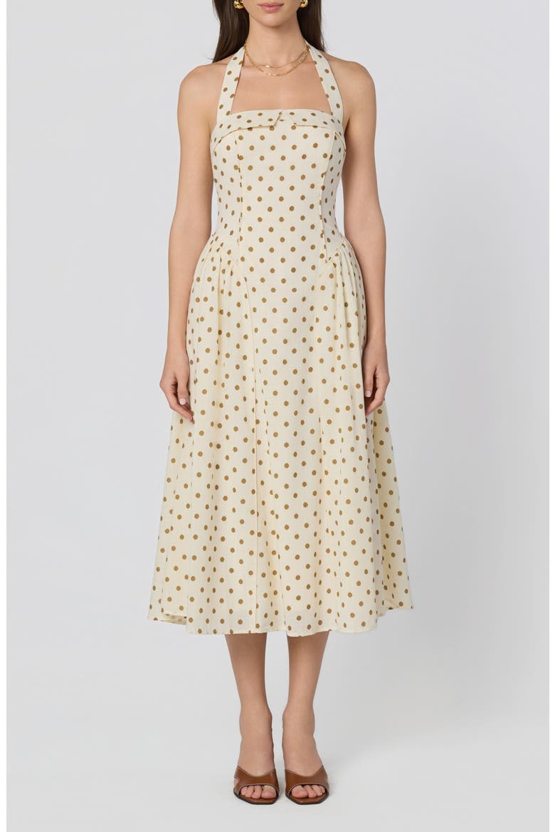 Marianna Halter Midi Dress, Main, color, CREAM POLKA DOT