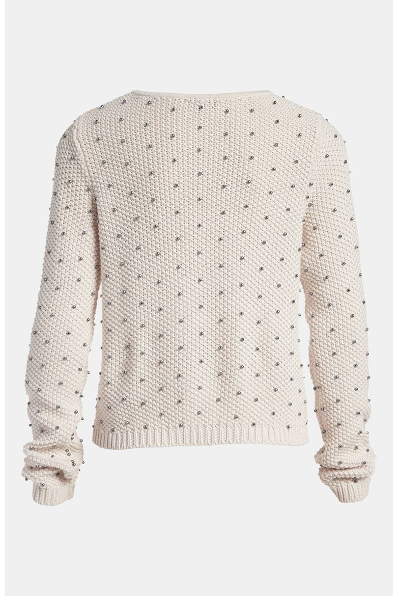 Beaded Bomber Sweater, Alternate, color, GREY- MOONBEAM