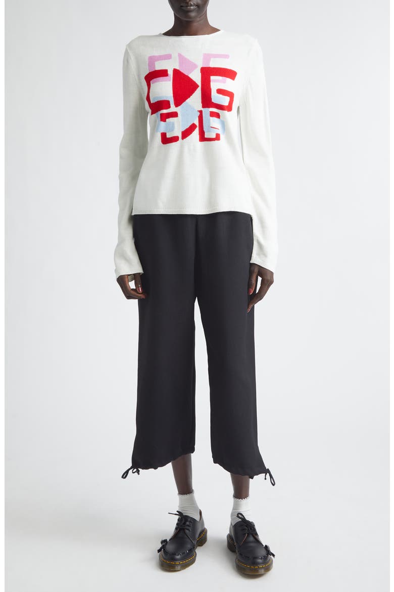 x Brett Westfall Logo Intarsia Crewneck Sweater, Alternate, color, WHITE